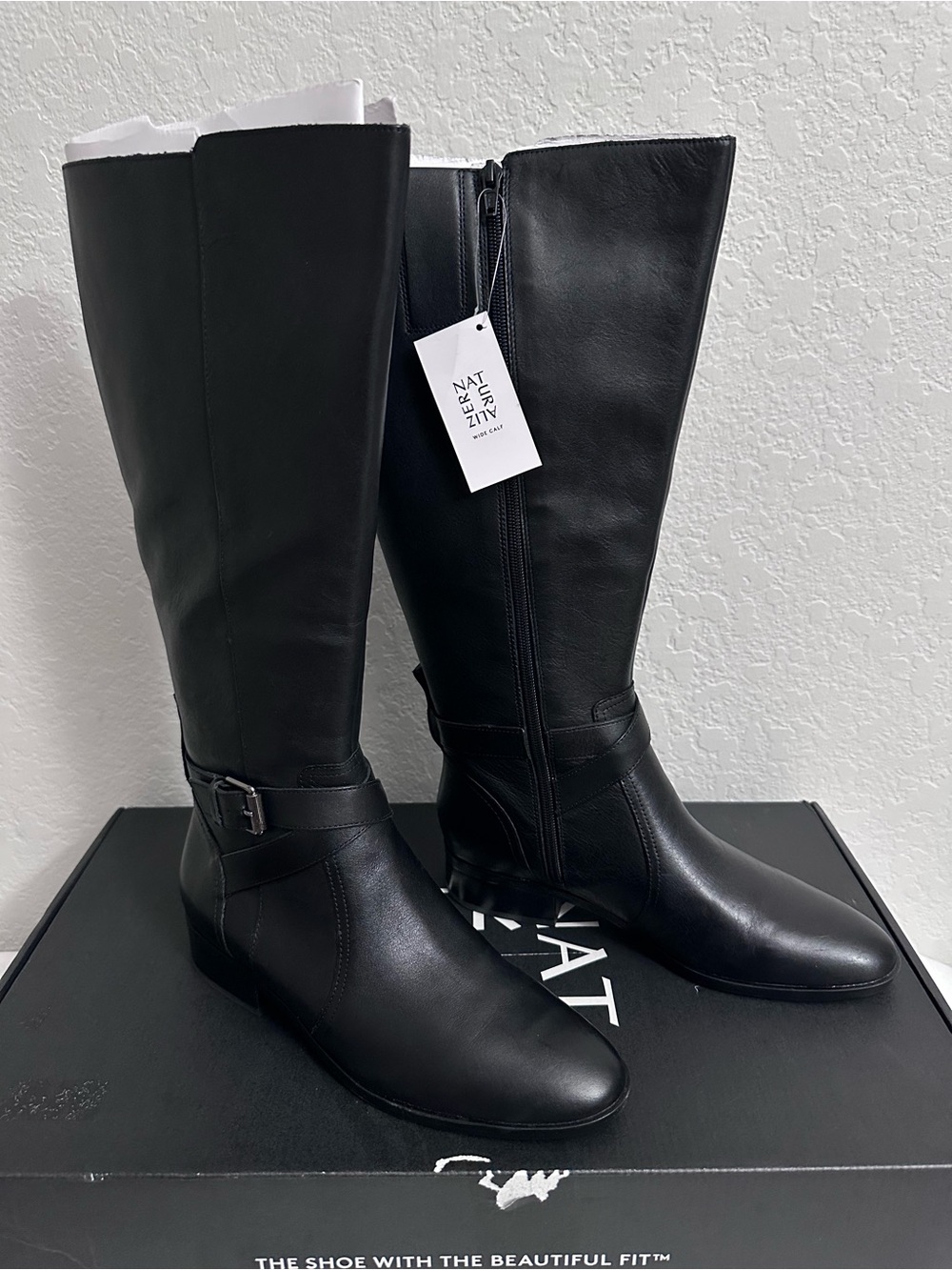 Naturalizer Rena Wide Calf Boot Womens Size 9 Black Leather